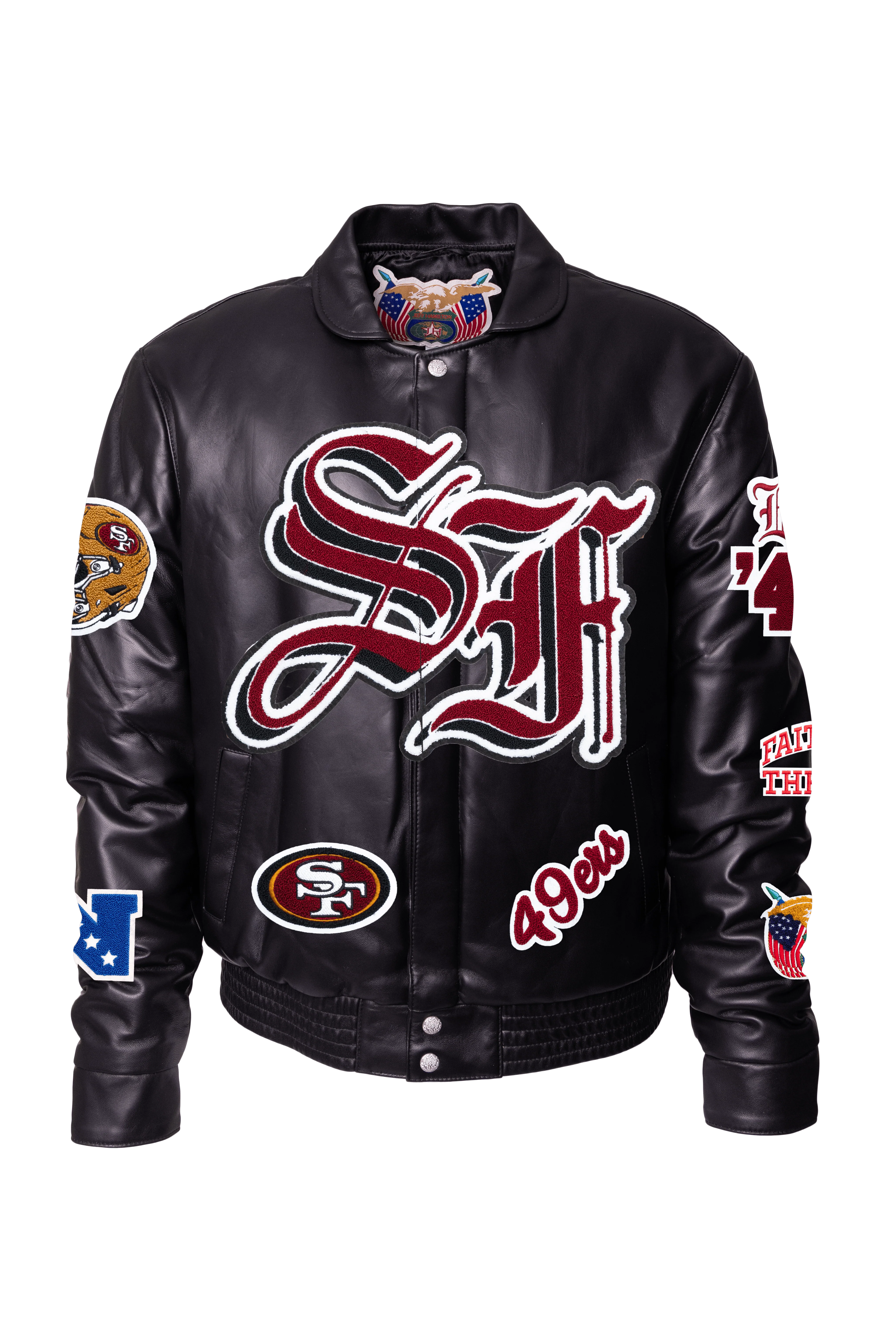 49ers Black Leather Puffer Jacket