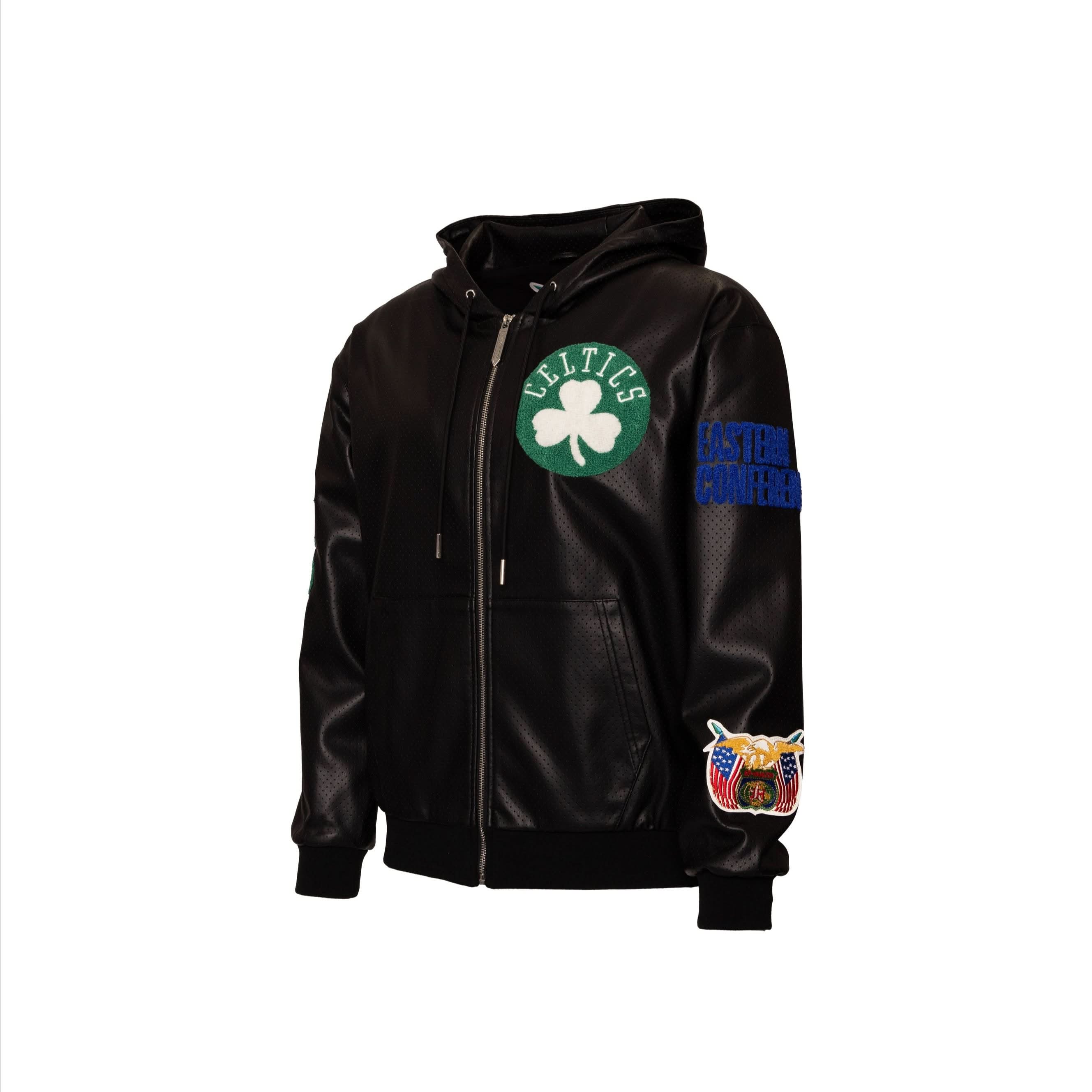 Boston Celtics 1946 Lightweight Vegan Zip-Up Hooded Jacket Black - Image 4