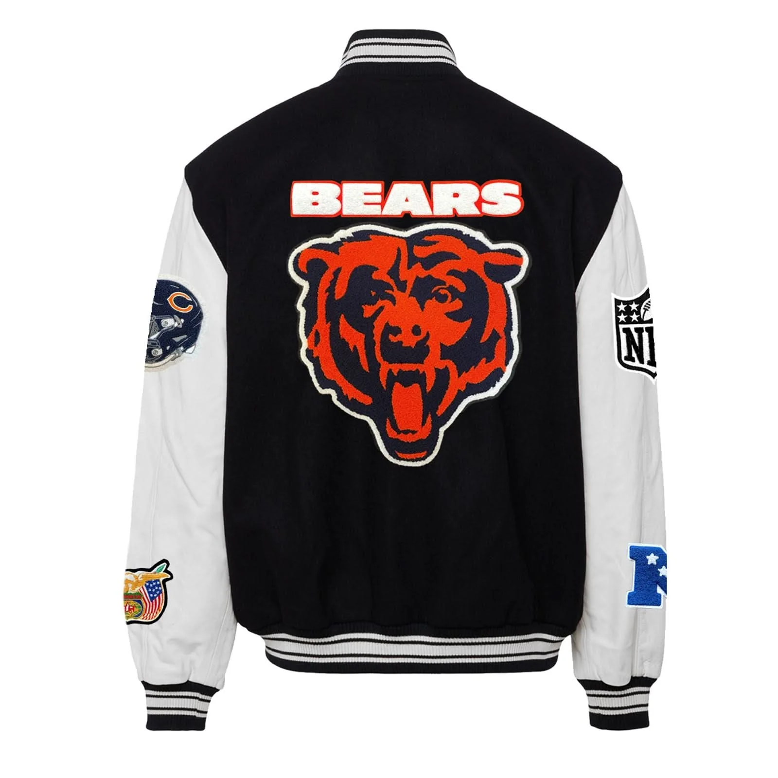 Chicago Bears Wool & Leather Black/White Varsity Jacket