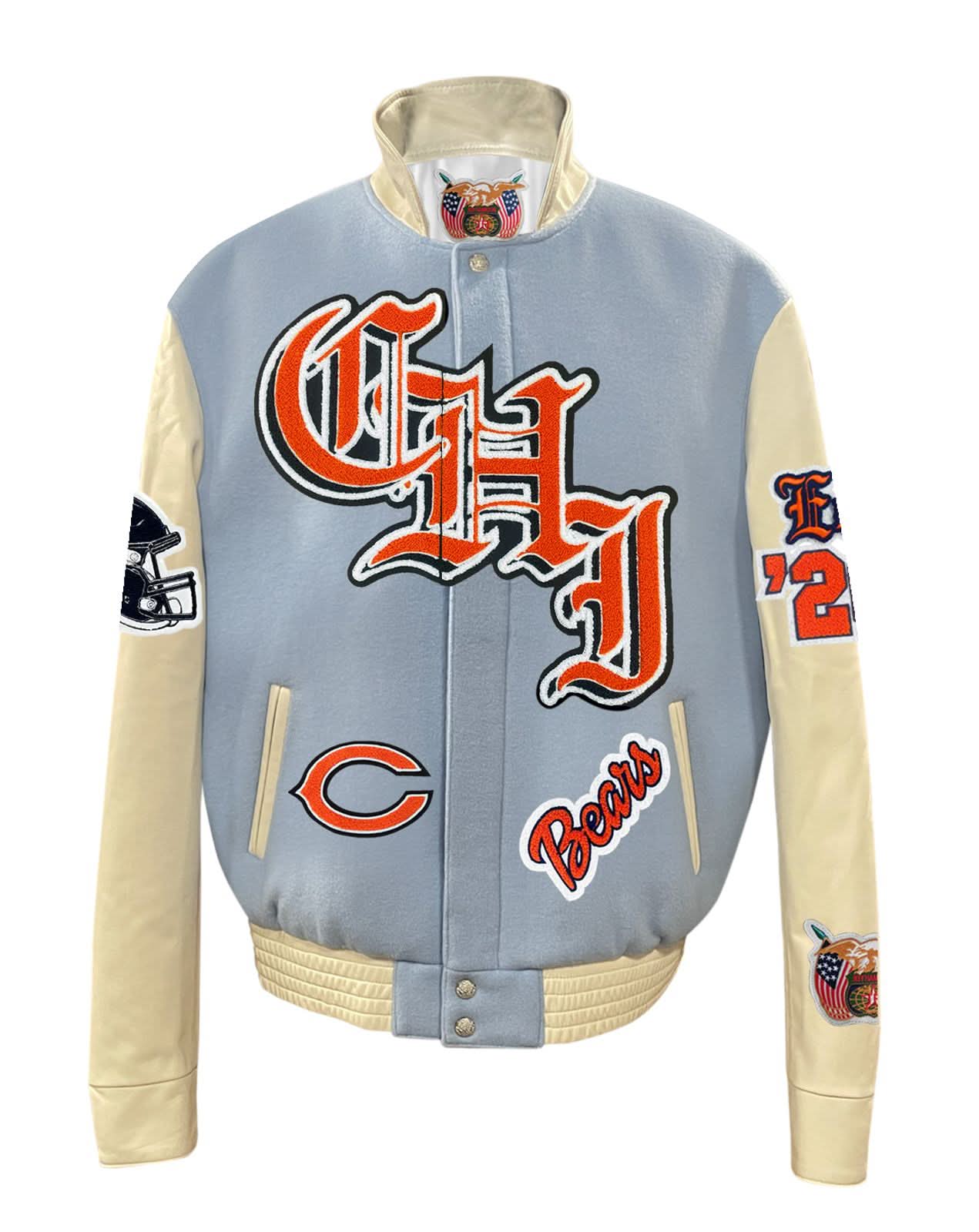 Chicago Bears Wool & Leather Old English Varsity Jacket - Image 2