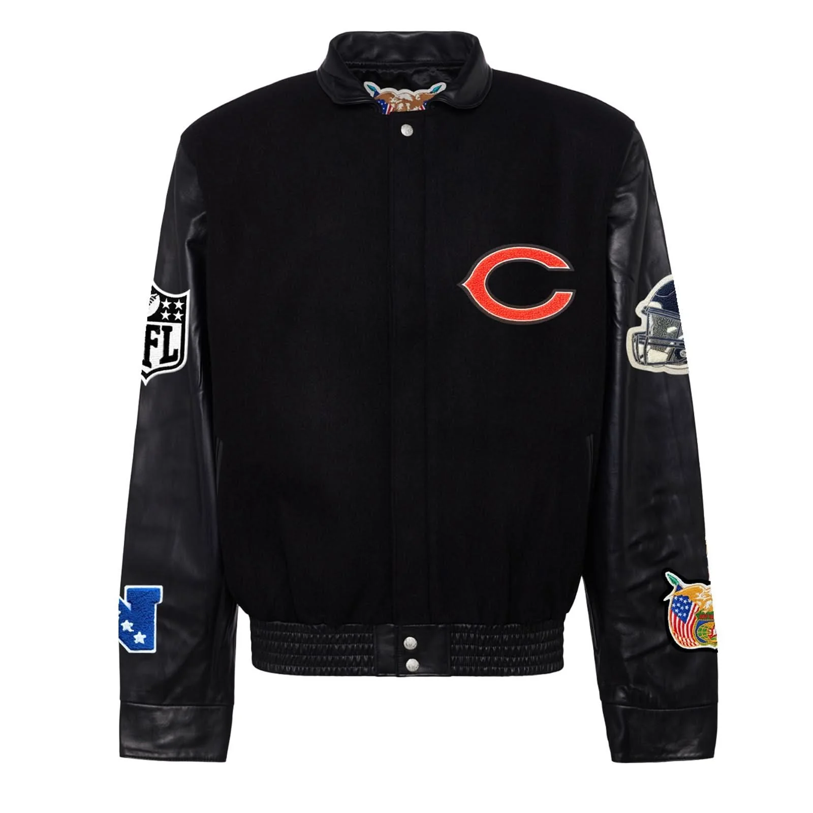 Chicago Bears Wool & Leather Varsity Jacket Black/Black - Image 2