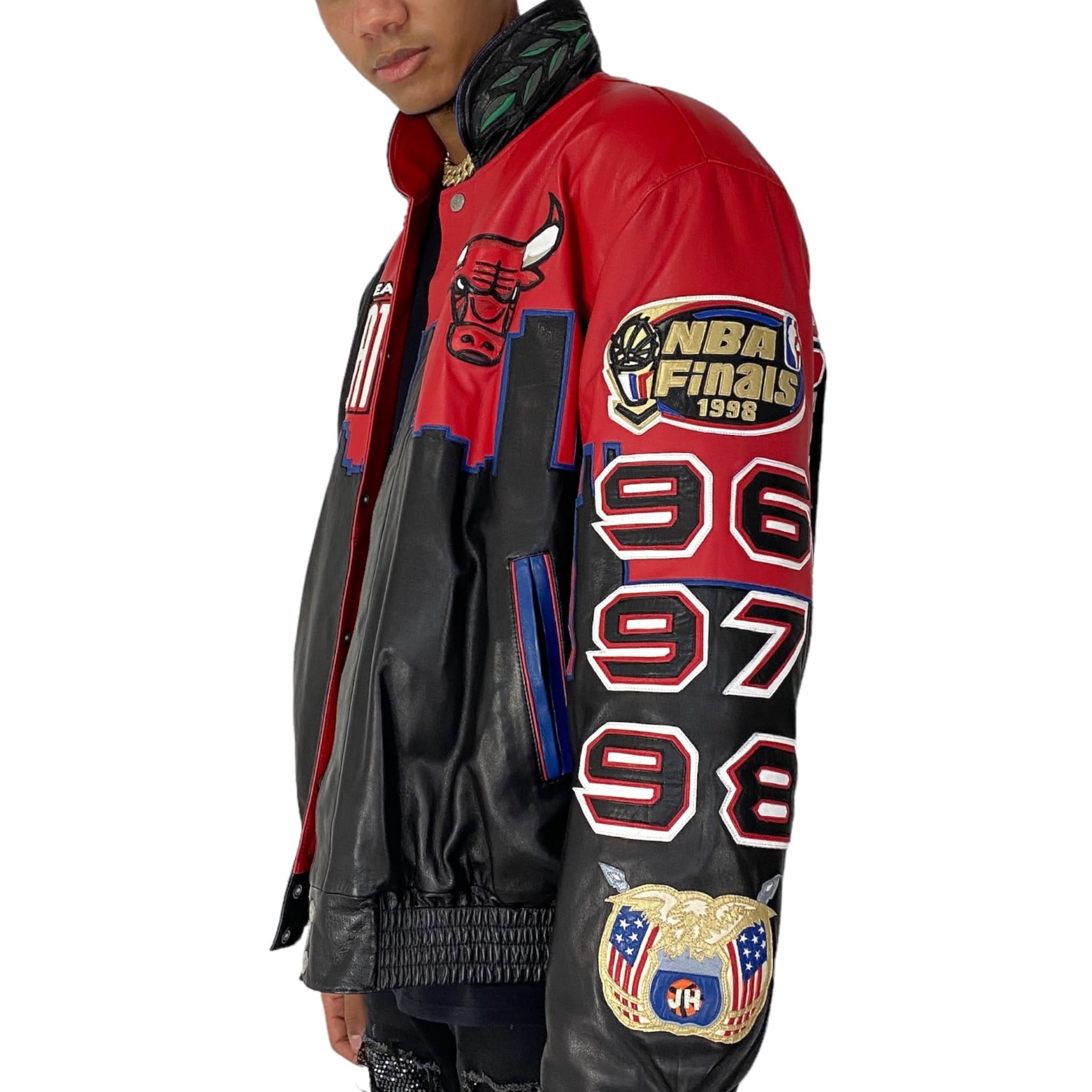 Chicago Bulls 3-Peat Championship Genuine Leather Jacket - Image 4