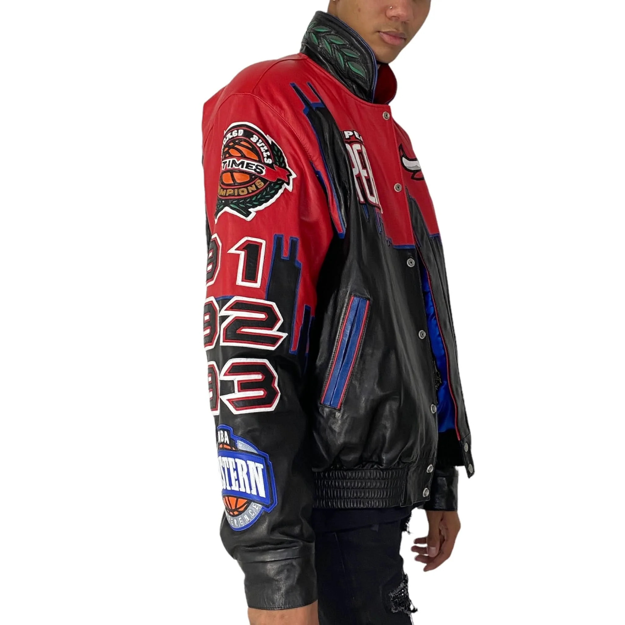 Chicago Bulls 3-Peat Championship Genuine Leather Jacket - Image 5