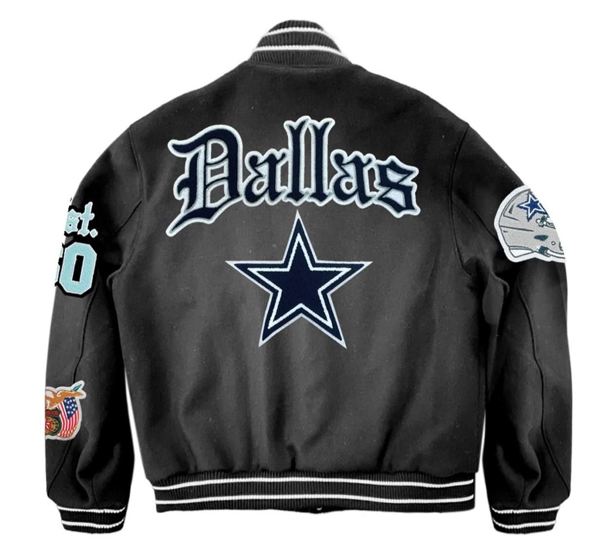 Dallas Cowboys Wool Old English Varsity Jacket Black