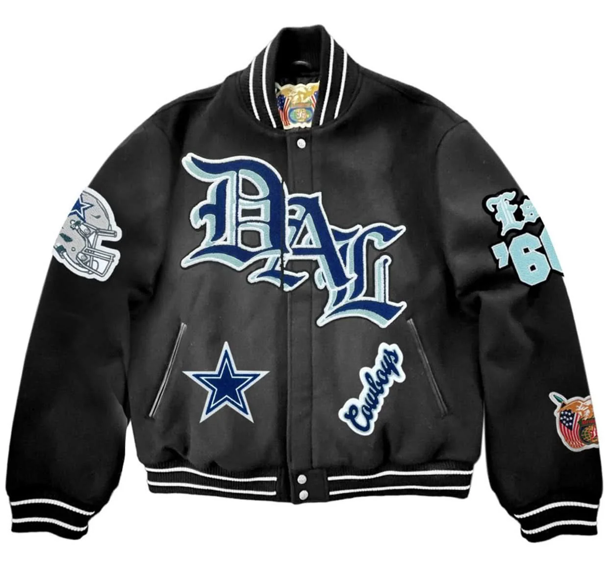 Dallas Cowboys Wool Old English Varsity Jacket Black - Image 2