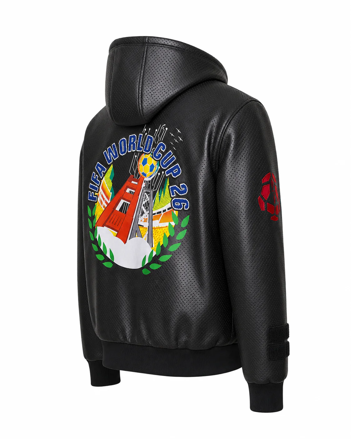 FIFA World Cup 2026 San Francisco Vegan Leather Zip-Up Hooded Jacket - Image 3
