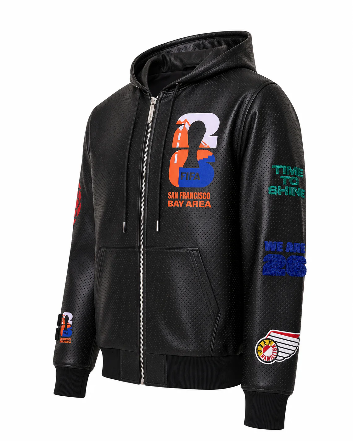 FIFA World Cup 2026 San Francisco Vegan Leather Zip-Up Hooded Jacket - Image 4