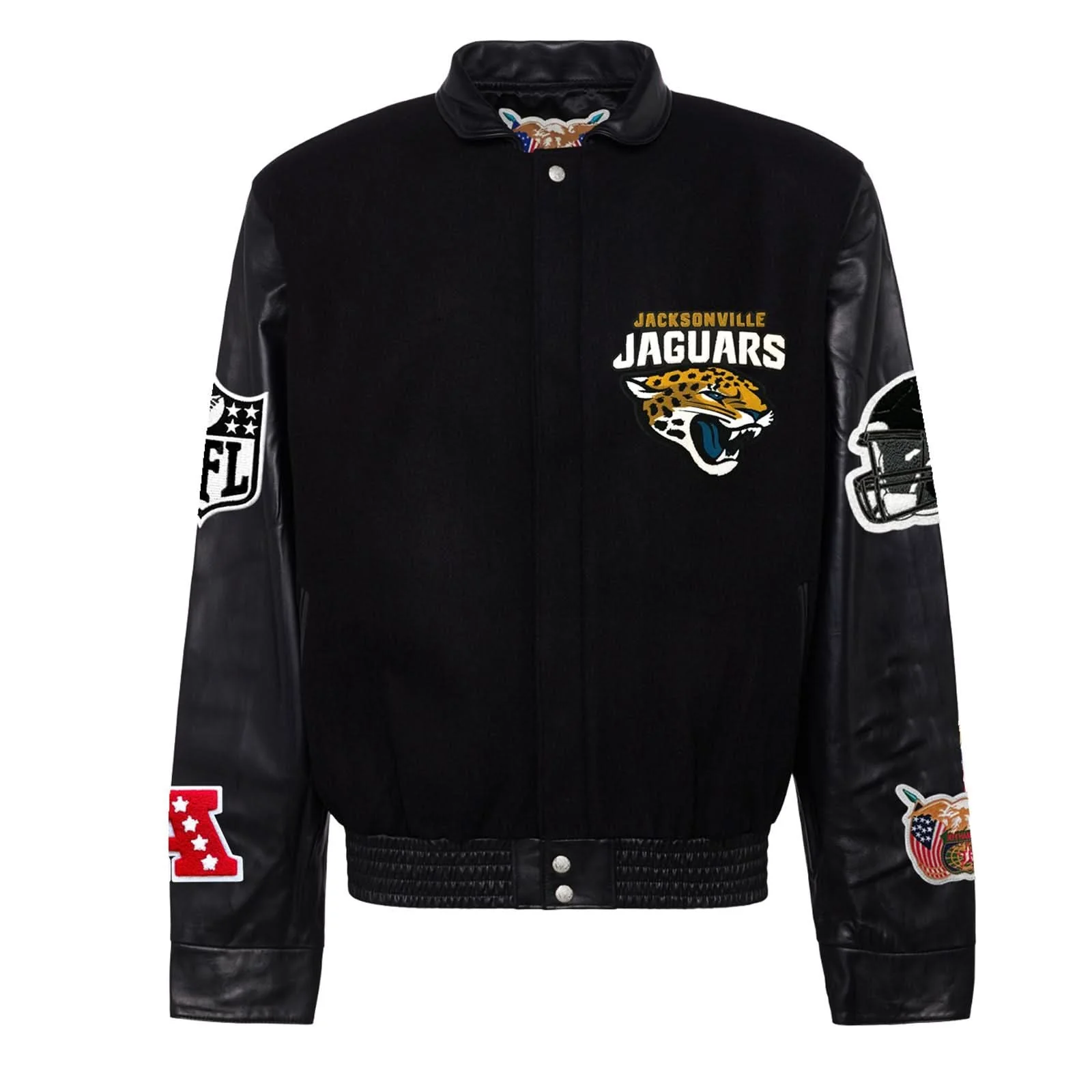 Jacksonville Jaguars Wool & Leather Varsity Jacket Black/Black - Image 2