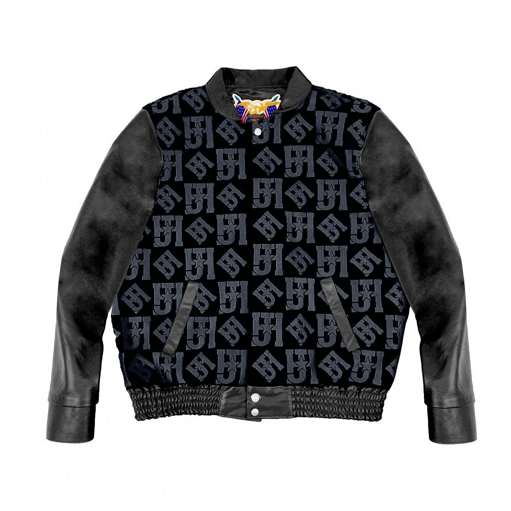 JH Monogram Wool & Leather Jacket - Image 13