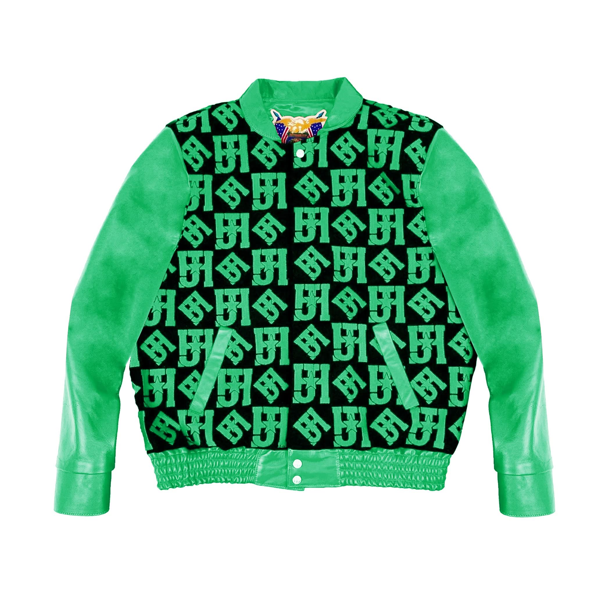JH Monogram Wool & Leather Jacket - Image 7