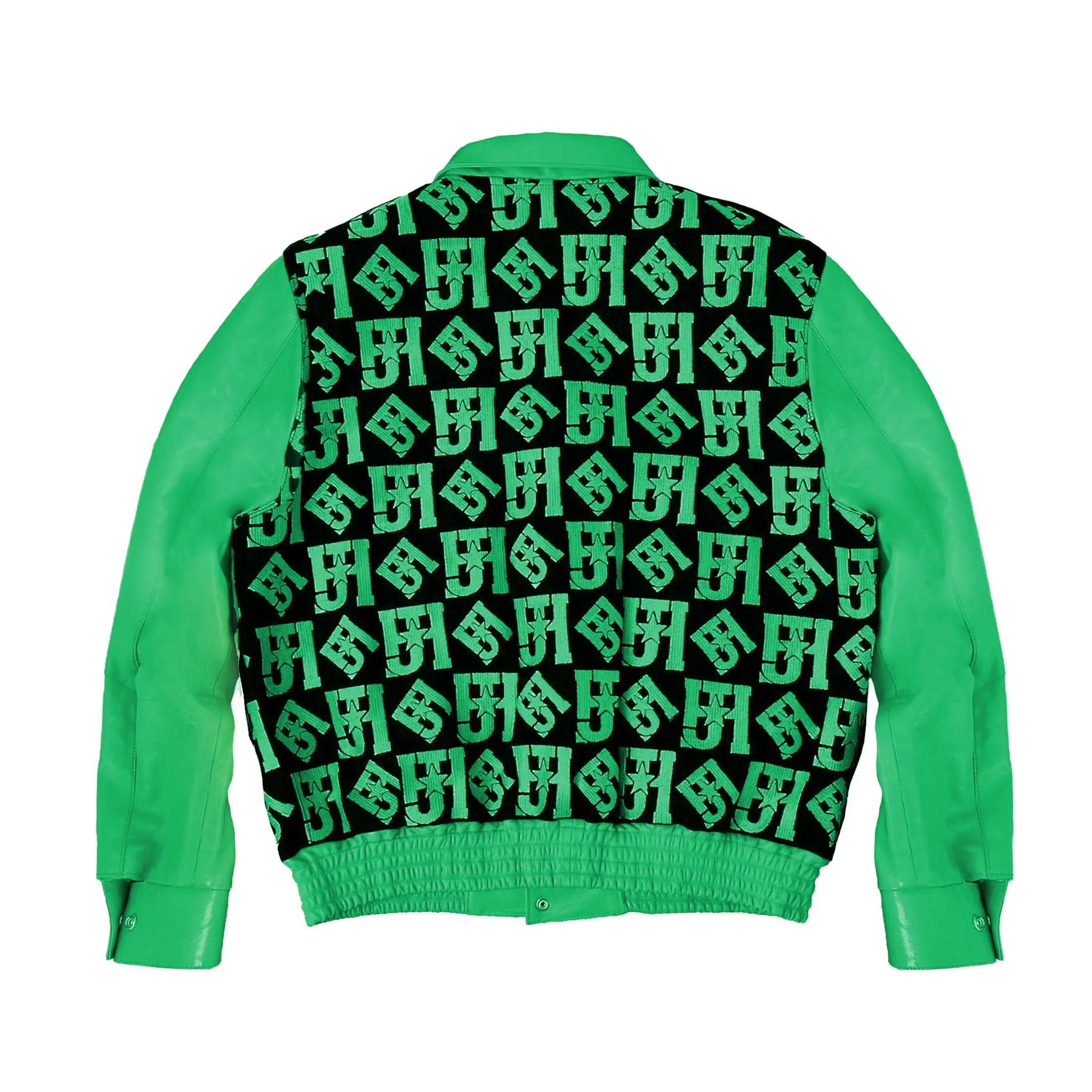JH Monogram Wool & Leather Jacket - Image 8