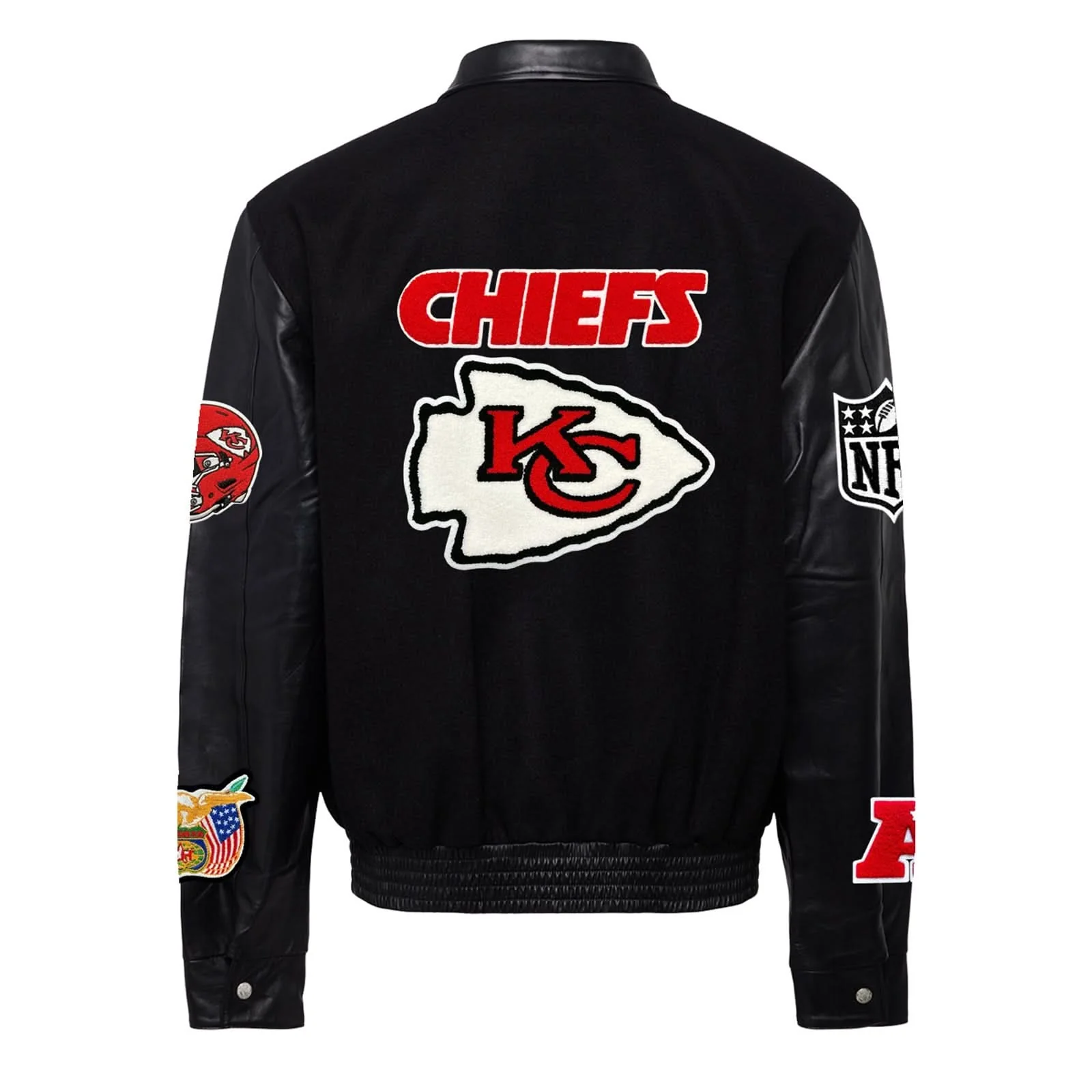 Kansas City Chiefs Wool & Leather Varsity Jacket Black/Black