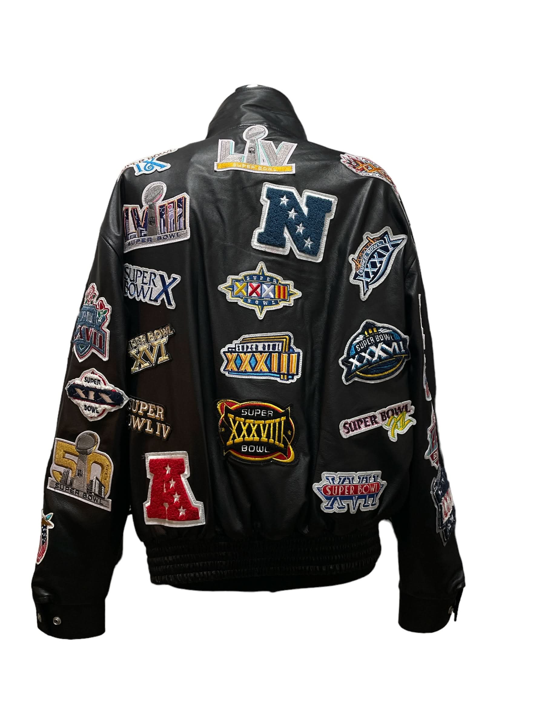 Limited Edition History of Super Bowl Collage Full Leather Jacket - Image 4
