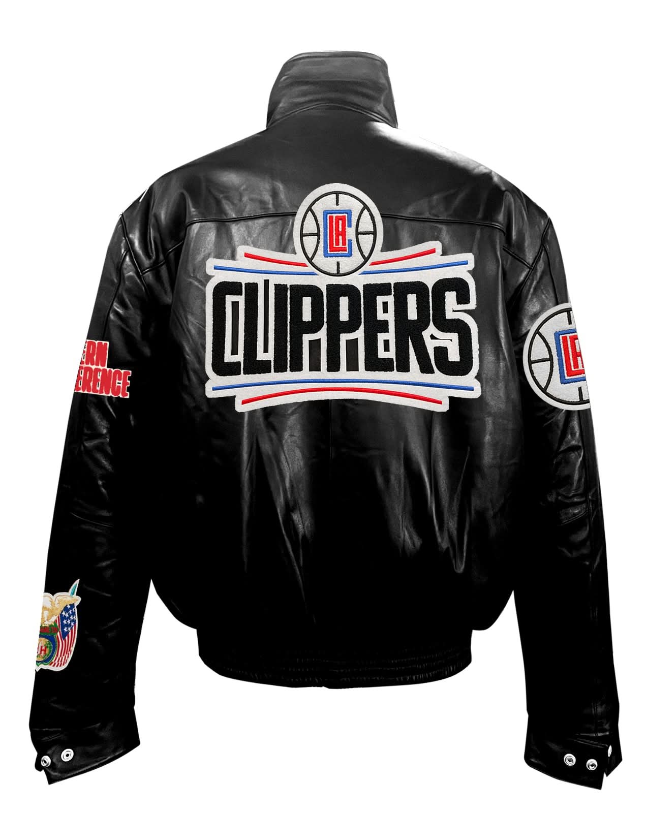 Los Angeles Clippers Full Leather Puffer Jacket Black
