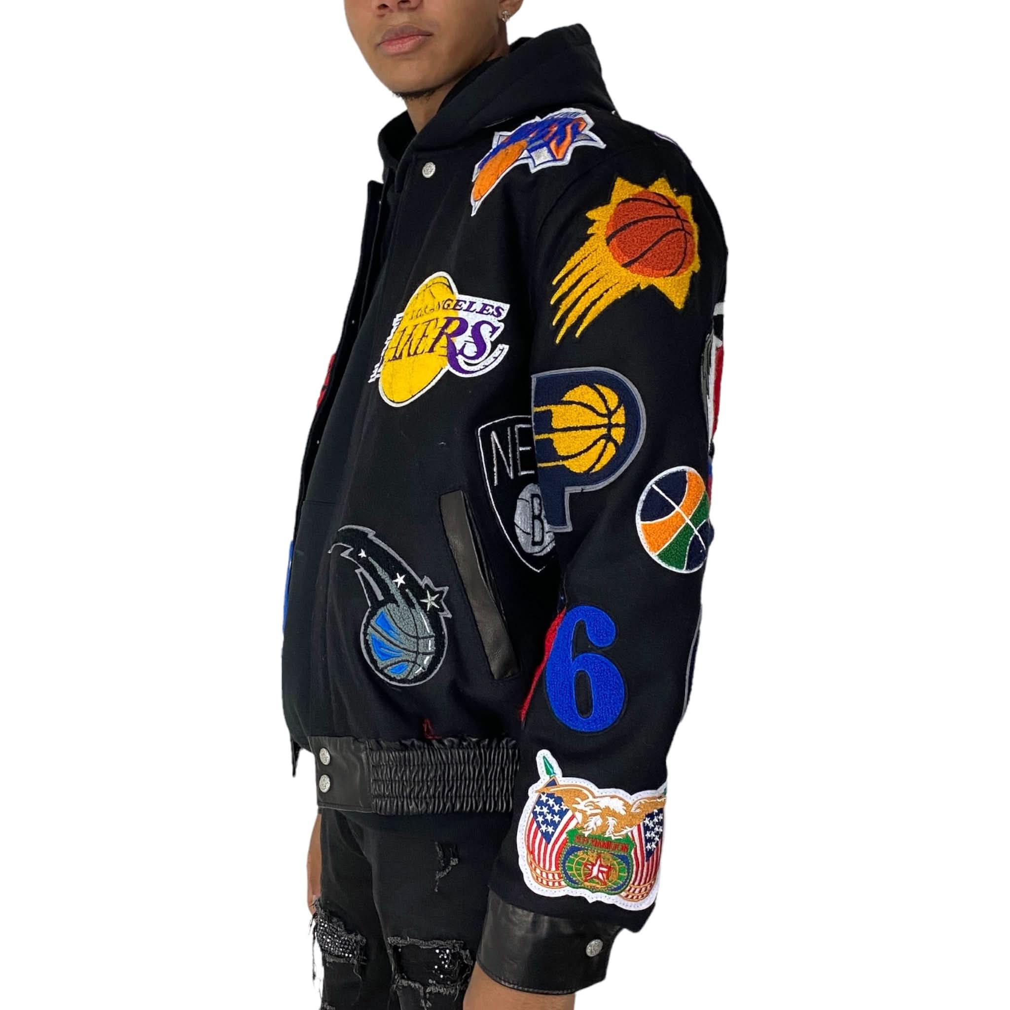 NBA Collage Wool & Leather Jacket - Image 7