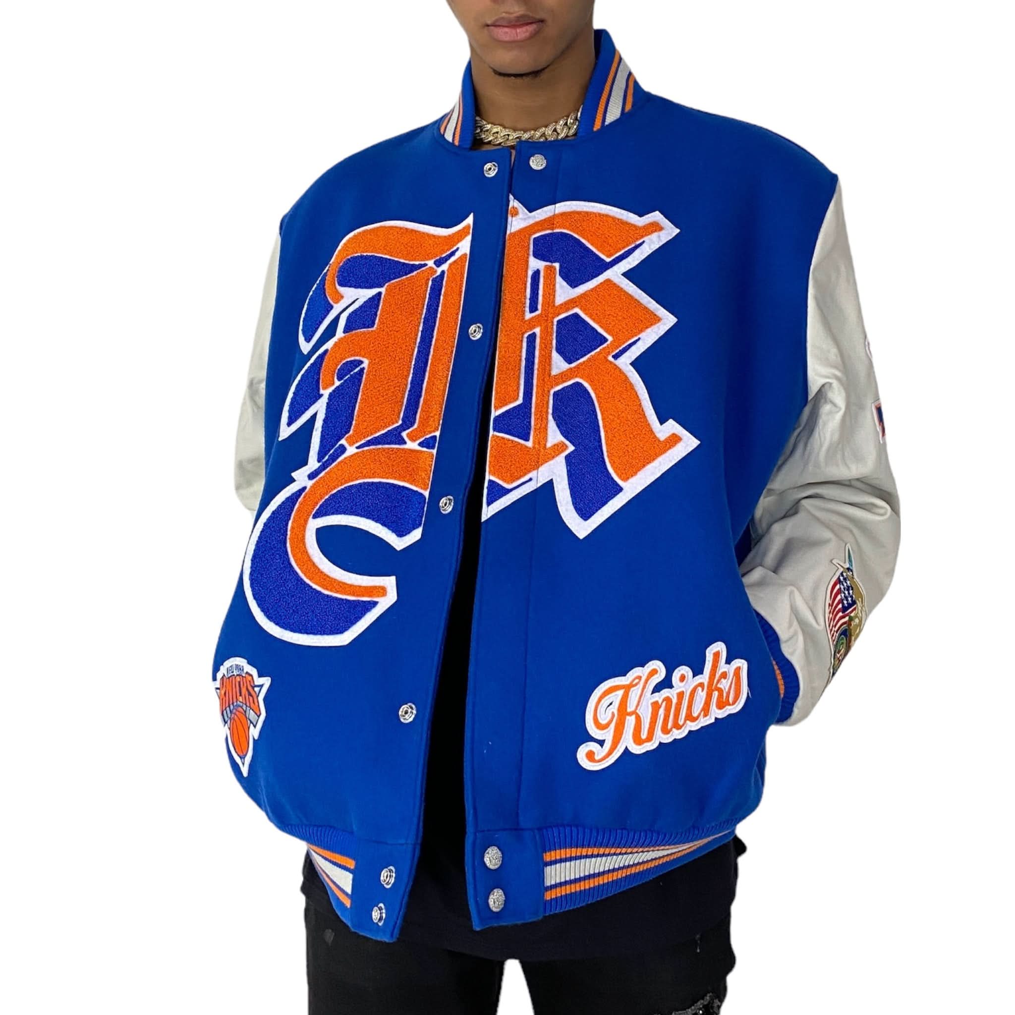 New York Knicks Wool & Leather Varsity Jacket - Image 3