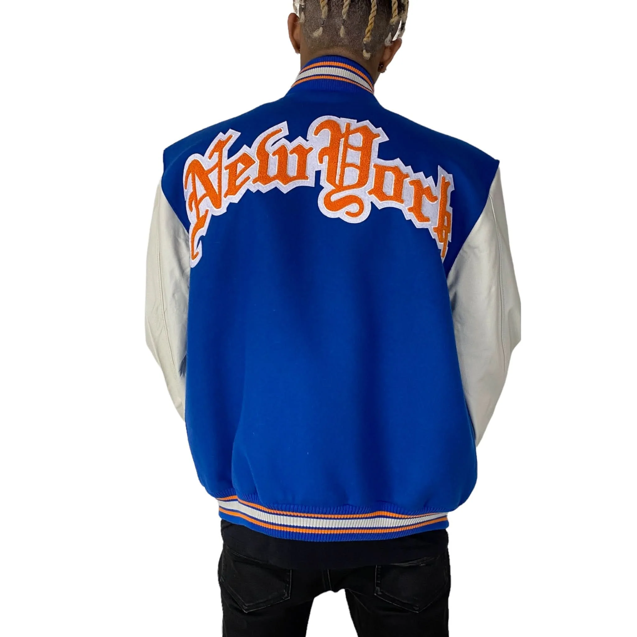 New York Knicks Wool & Leather Varsity Jacket - Image 4