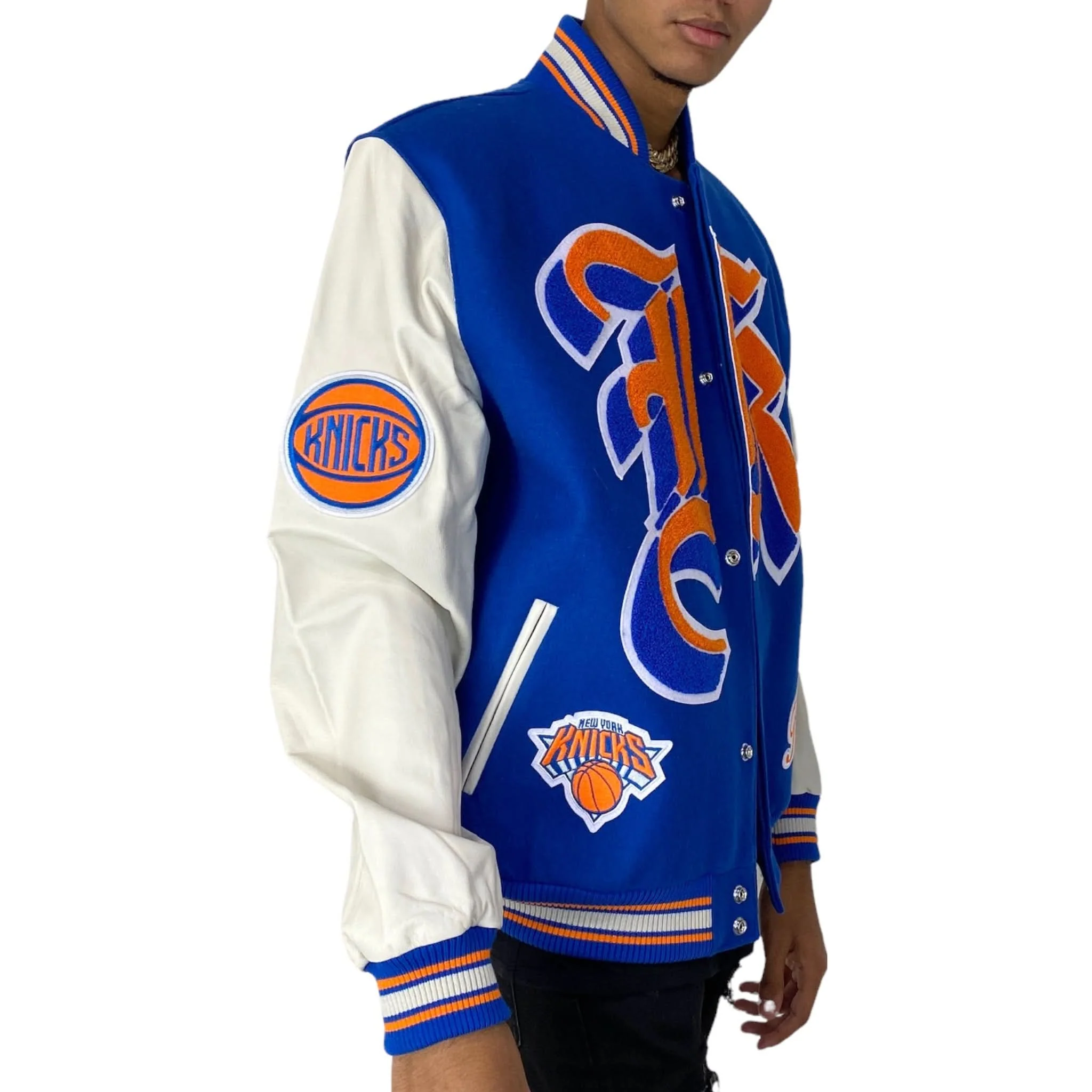 New York Knicks Wool & Leather Varsity Jacket - Image 5