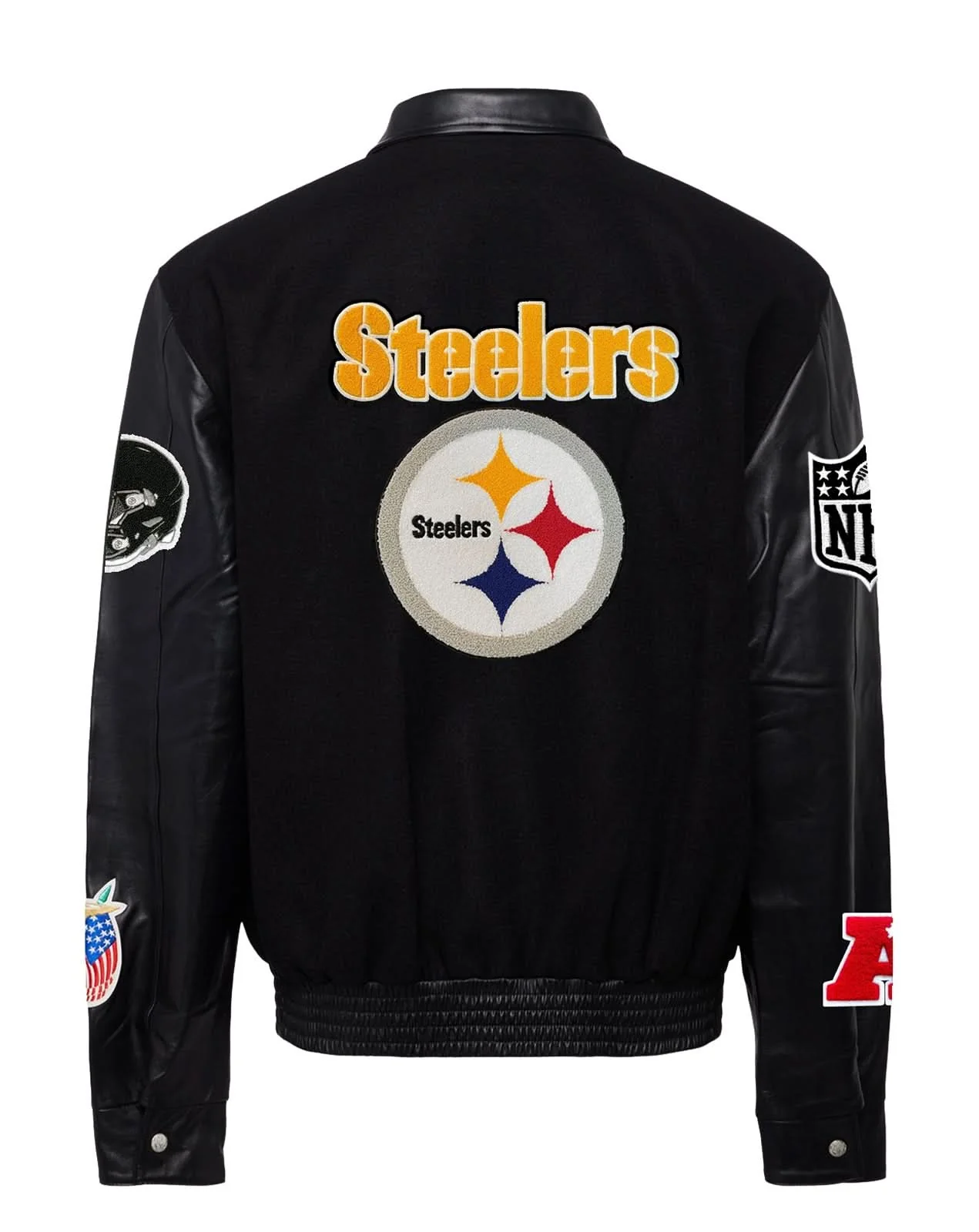 Pittsburgh Steelers Wool & Leather Varsity Jacket Black/Black