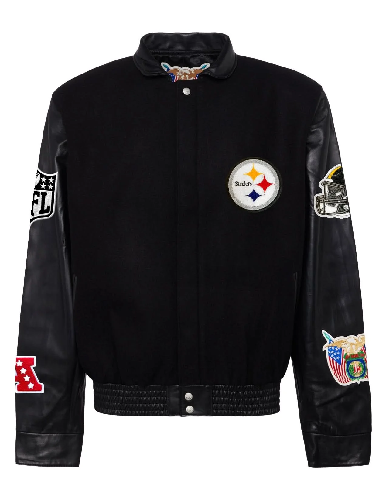 Pittsburgh Steelers Wool & Leather Varsity Jacket Black/Black - Image 2