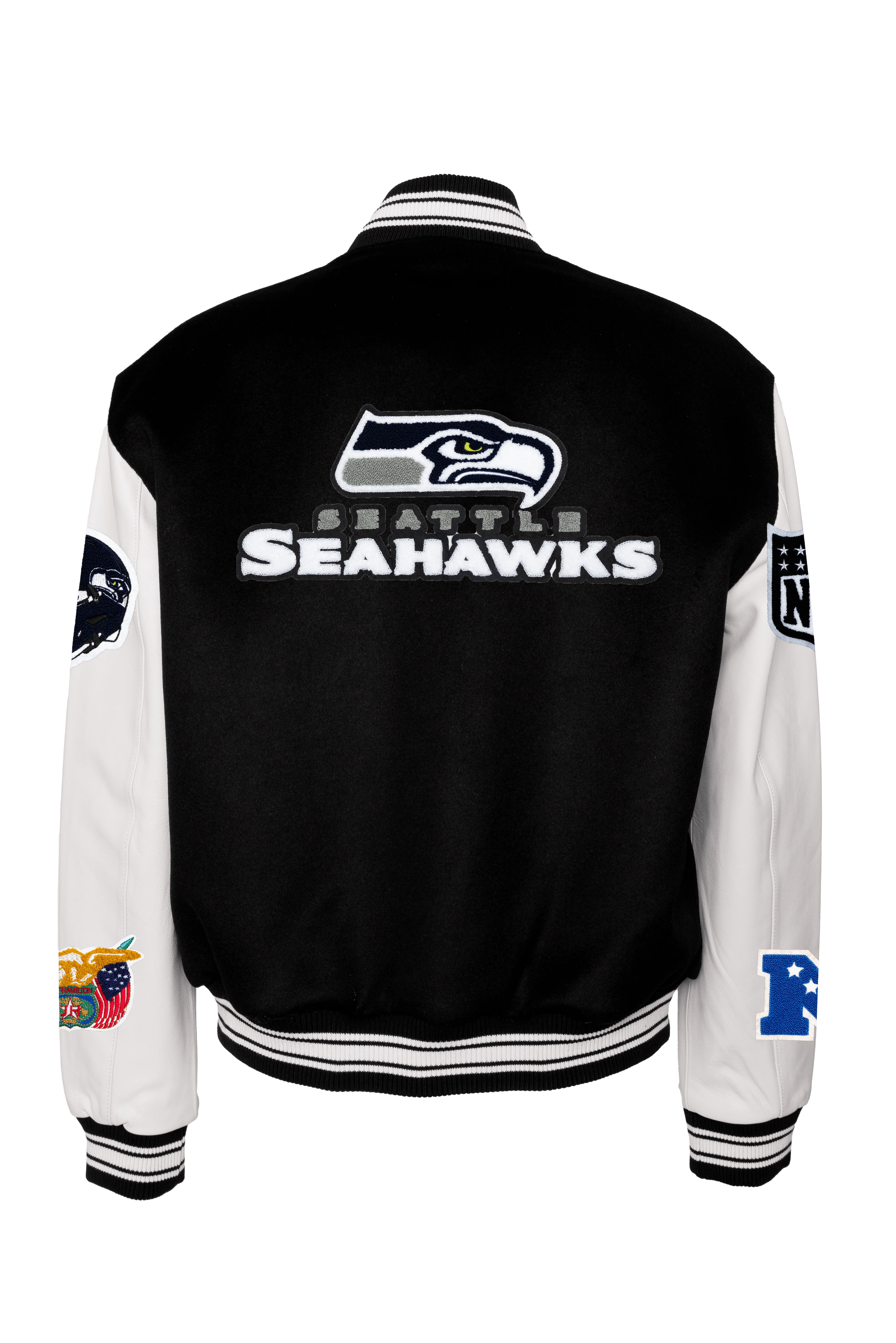 Seattle Seahawks Wool & Leather Jacket Black/White