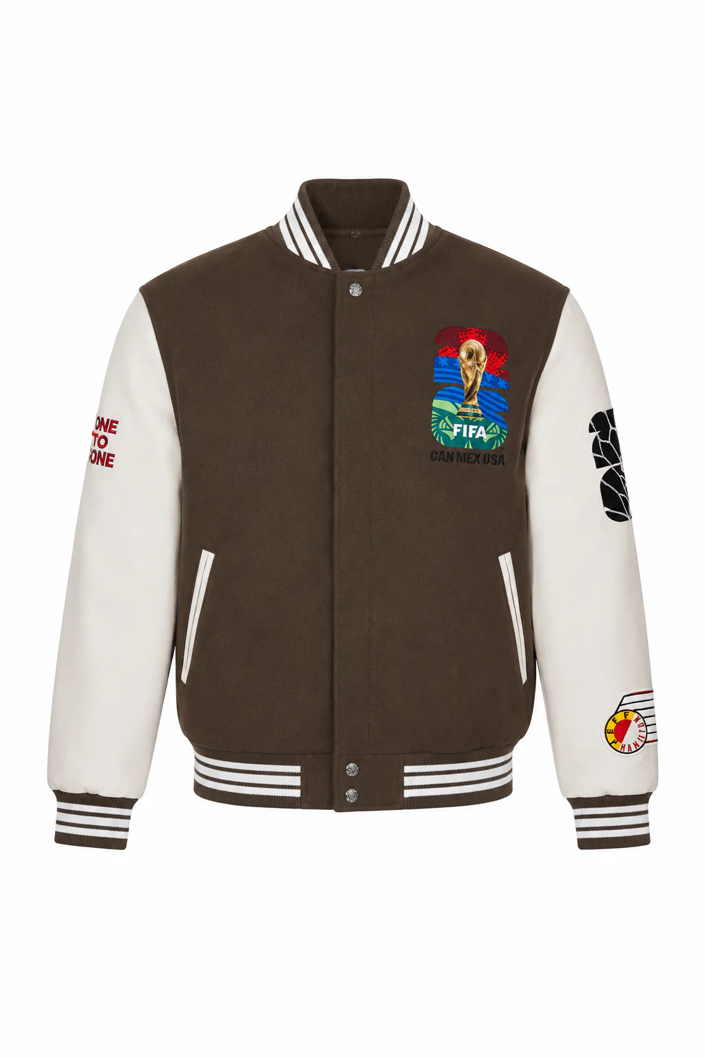 World Cup 2026 CAN | MEX | USA Wool & Leather Varsity Jacket - Image 2